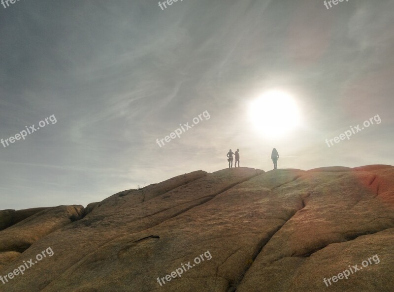 Hiking Joshua Tree Landscape Sky Sun