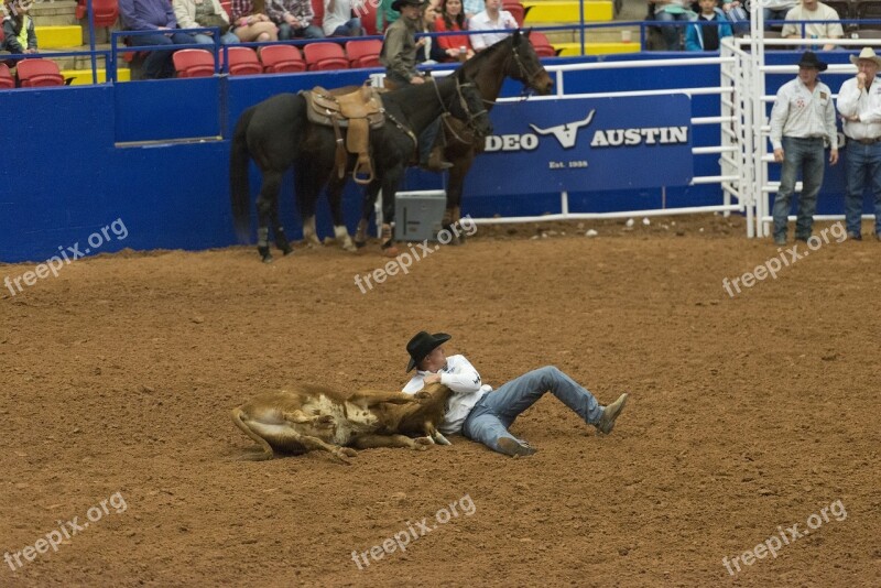 Rodeo Steer Wrestling Competition Cowboys Western