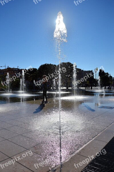 Water Jet Fountain Mirror Nice Reflection Cote D'azur