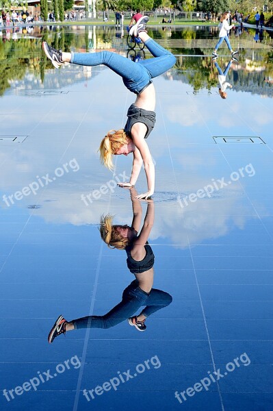 Water Mirror Reflection Fountain Mirror Nice Sides Of Blue