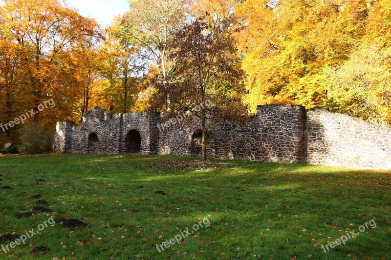 Autumn Ruin Fall Foliage Grotto Castle Park