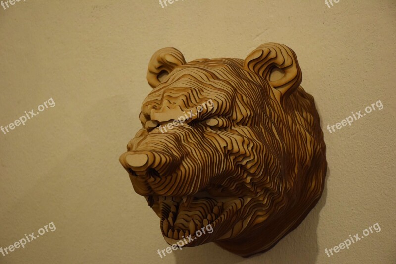 Head Bear Tree Animals Wall