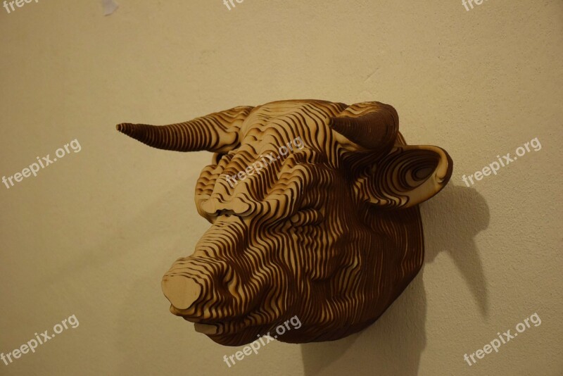 Head Bull Tree Animals Wall