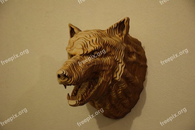 Head Wolf Tree Animals Wall