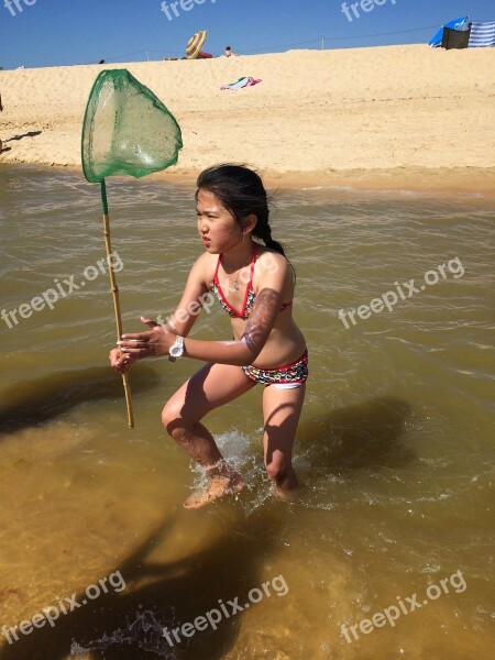 Landing Net Just Beach Fish Catch