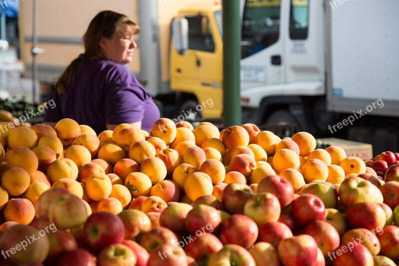 Apples Peaches Fruit Fresh Market Fruit Stand