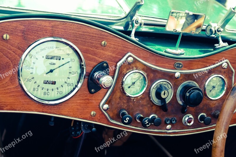 The Instrument Panel Car Clock Face Vintage Veteran