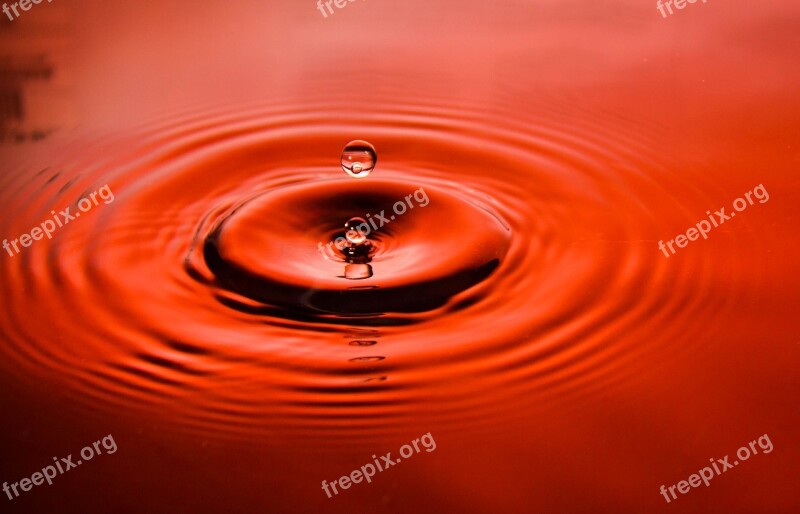 Splash Water Red Ripples Droplet