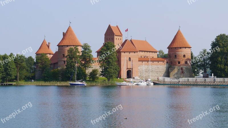 Trakai Castle Lake Europe Historic Lithuania