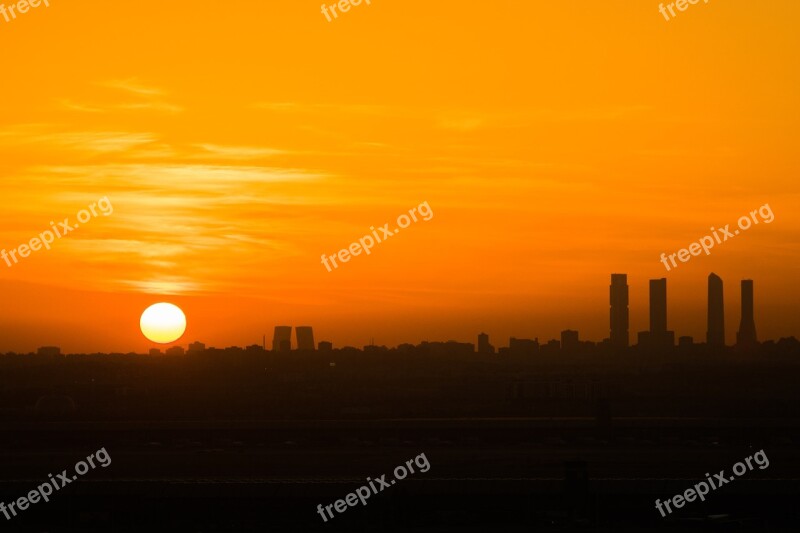 Madrid Skyline Skyscraper City Horizon