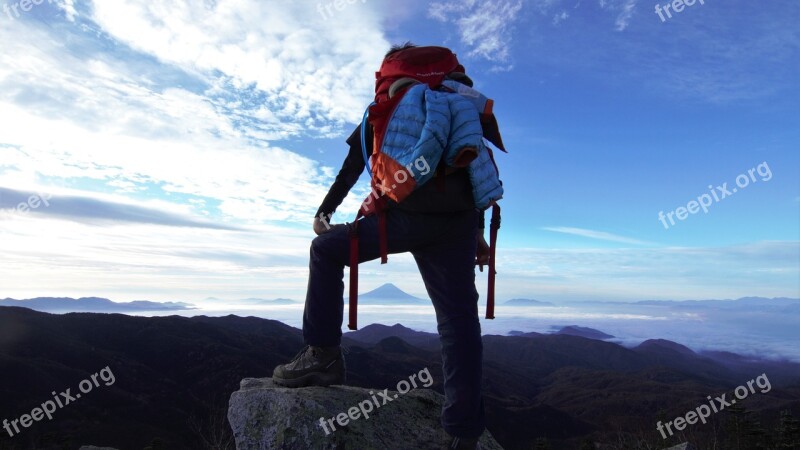 Mt Fuji Mountain Climbing Hiking Sky Blue Mountain