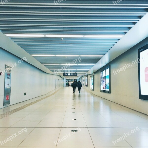 Metro Beijing Night Corridor People