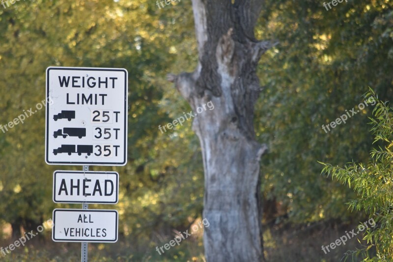 Sign Weight Limit Road Restriction Truck