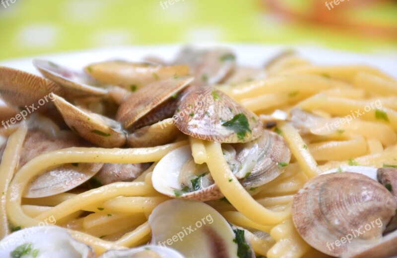 Food Pasta Spaghetti Clams Kitchen