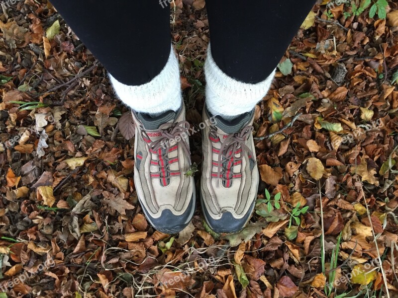 Autumn Boots Leaves Outdoor Walking