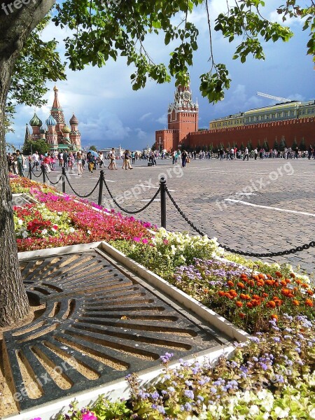 Moscow Red Square Holy Basil Cathedral Cloudy