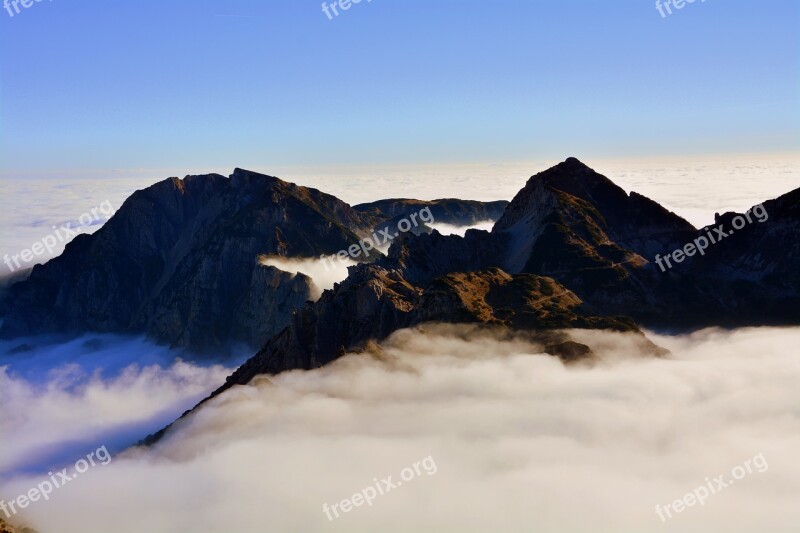 Mountains Clouds Sky Landscape Tops