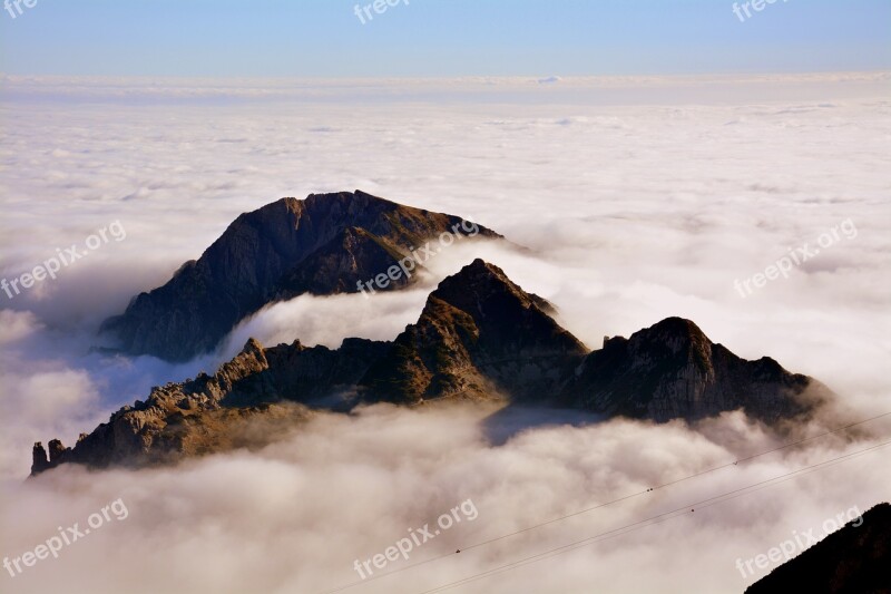 Mountains Clouds Sky Landscape Tops