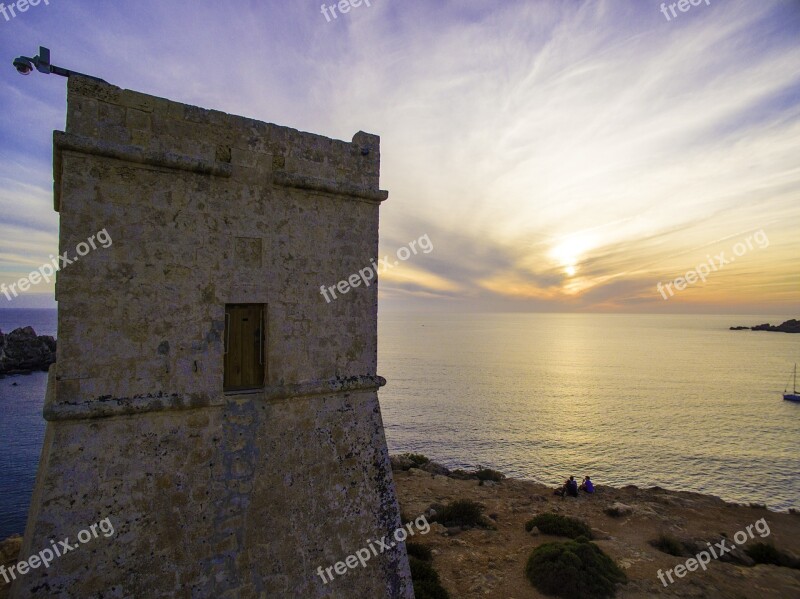 Ghajn Tuffieha Malta Watch Tower Coastal Tower Knights Of St John Sea