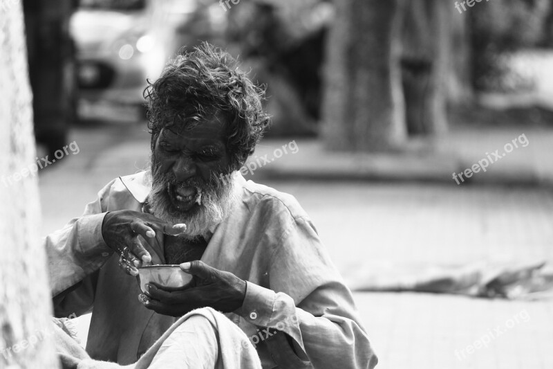 Old Poor Indian Homeless Poverty