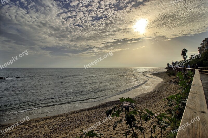 Beach Clouds Sky Mijas Sunset