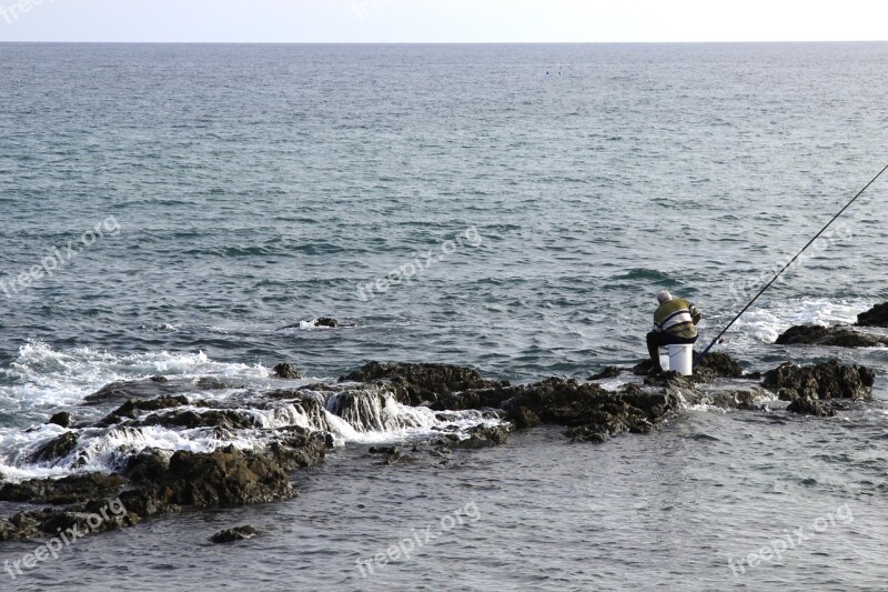 Fisherman Fishing Mijas Cane Sea