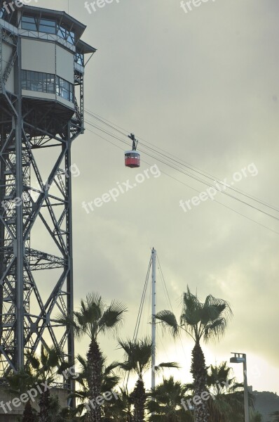 Cable Car Gondola Tower High Barcelona