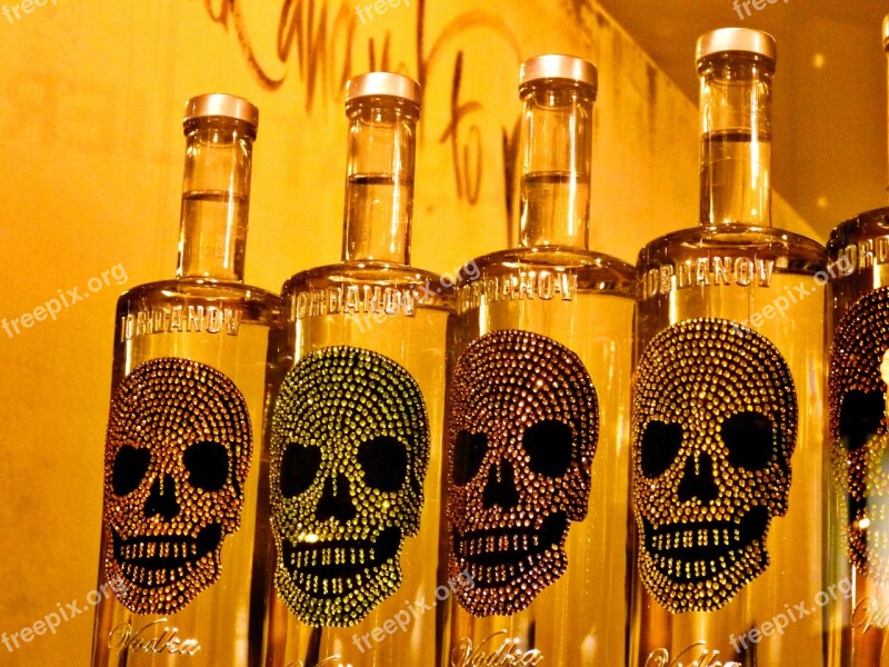 Bottles Skull And Crossbones Glass Liquid Deco