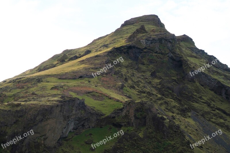 Iceland Green Mountain Fantasy Rock