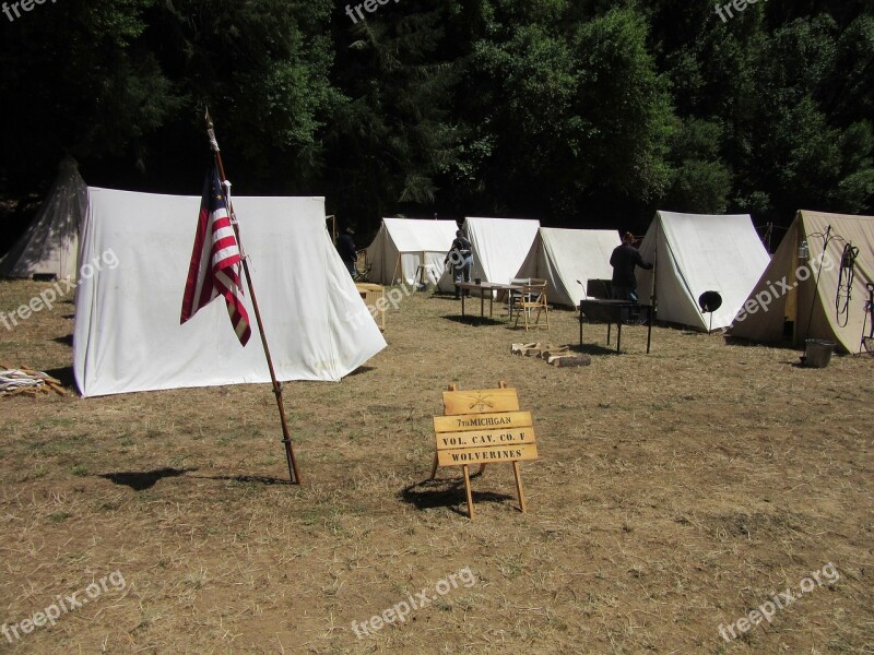 Camp Civil War Flag America Tent