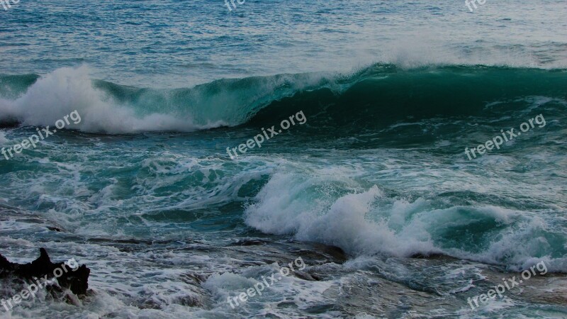 Wave Smashing Sea Beach Nature