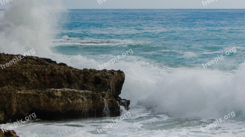 Wave Smashing Sea Beach Nature