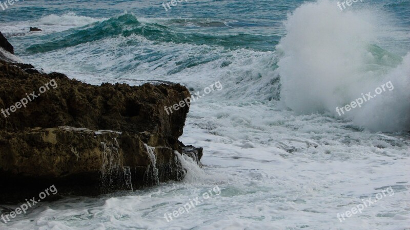 Wave Smashing Sea Beach Nature