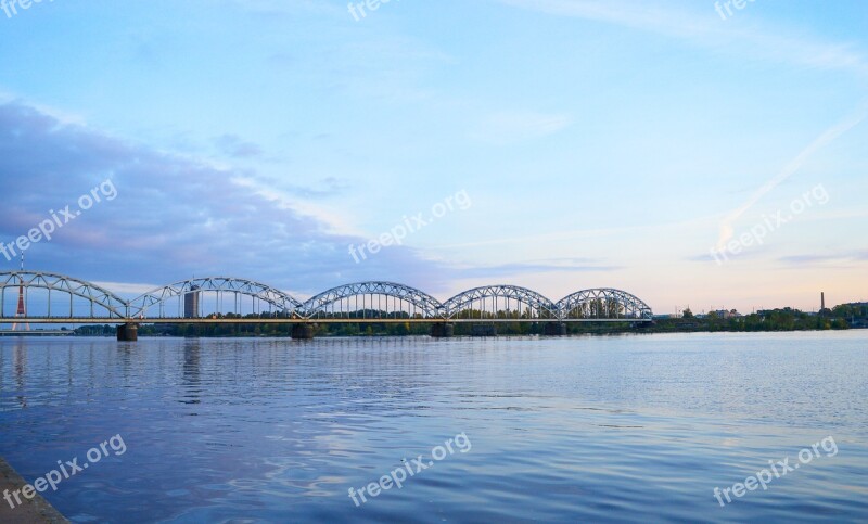 Riga Railway Bridge Daugava Daugava River Bridge In Riga