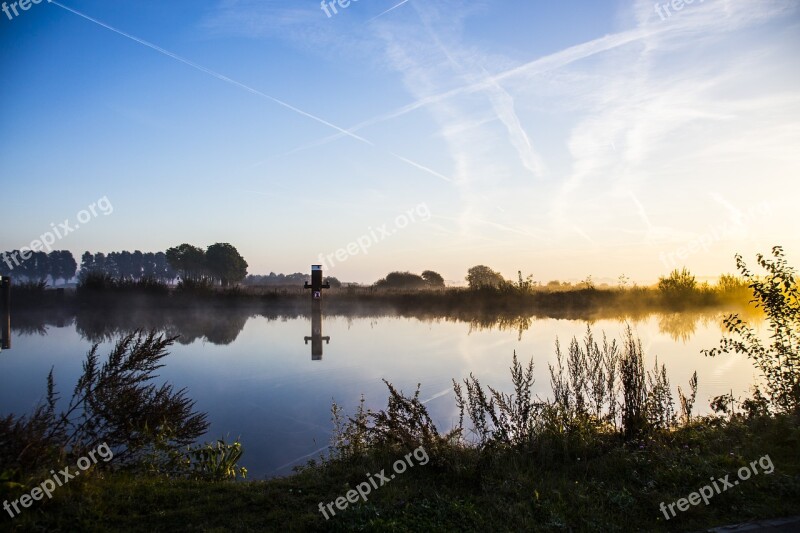 Channel Water River Netherlands Blue Sky Landscape