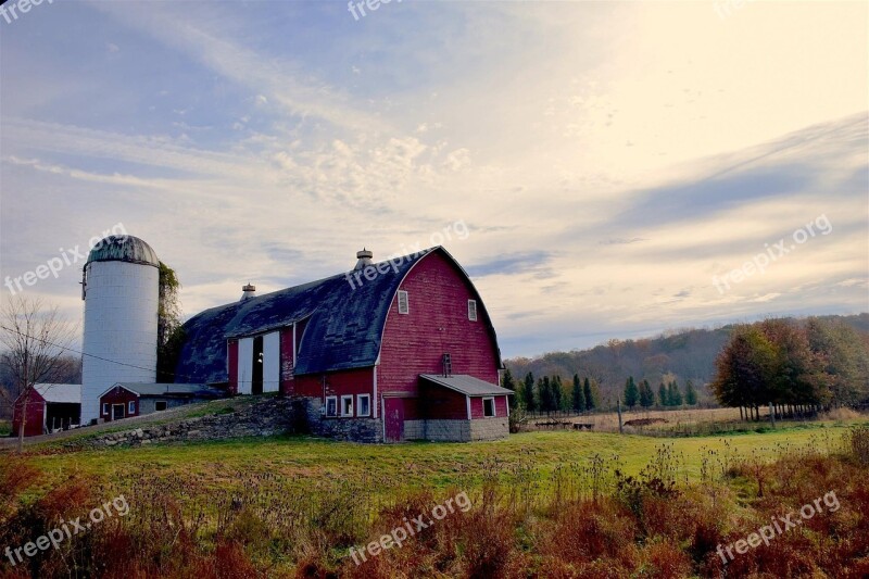 Farm Barn Silo Agriculture Rural