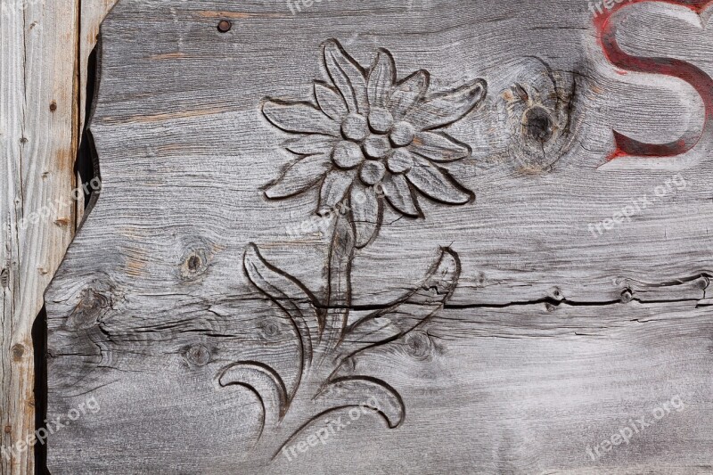 Edelweiss Carved Engraving Wood Hut