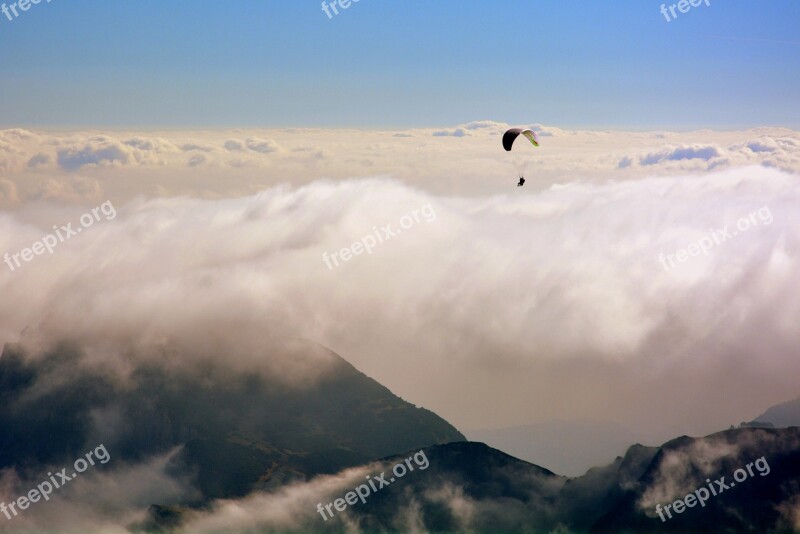 Paragliding Clouds Mountain Fly Parachute