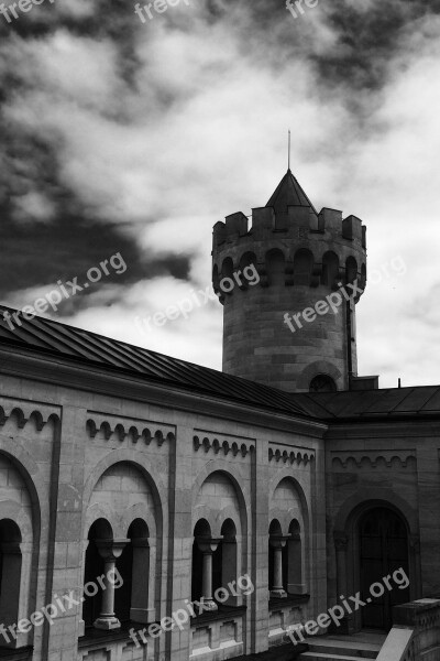 Neuschwanstein Castle Munich Germany Black And White