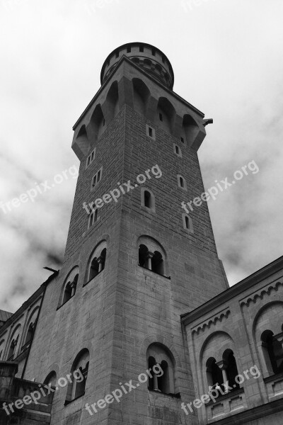 Neuschwanstein Castle Munich Germany Black And White