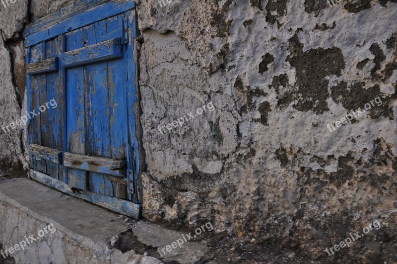 Old Shutters Wooden Wall Blue