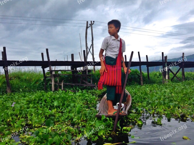 Myanmar Child Boat School Burma