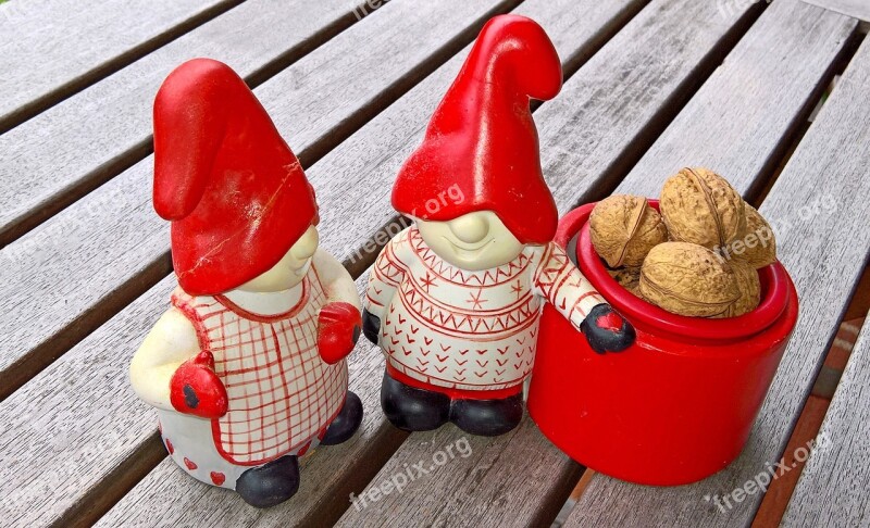 Christmas Couple Wichtel Tomte Swedish Design Red Jelly Bag Caps Over Eyes Going