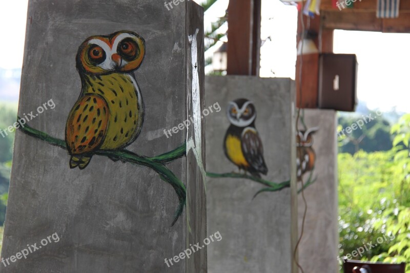 Owl Owl Decoration Wood Loft Thailand