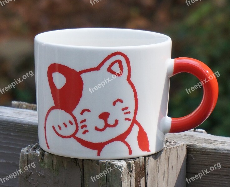 Ceramic Cat Mug Mug Ceramic Red And White Cute