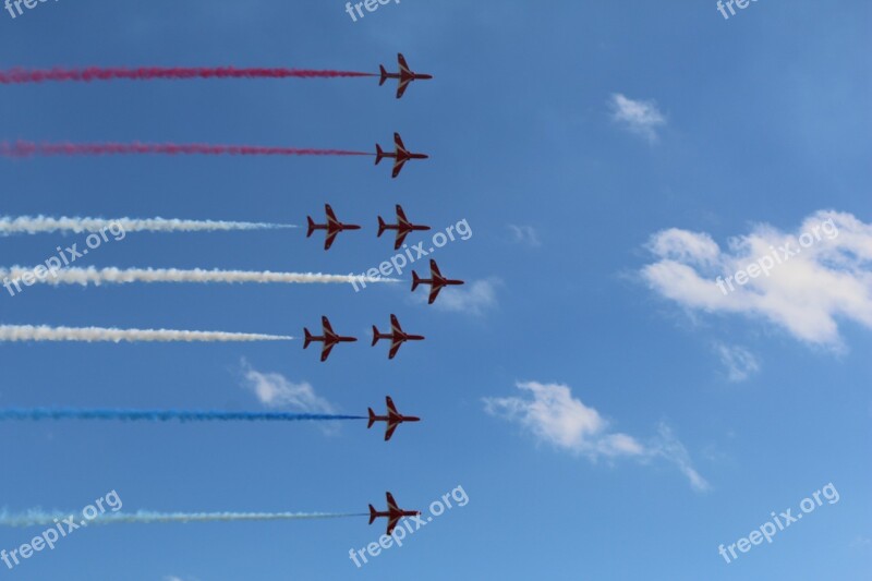 Red Arrows Flight Airplane Jet Sky