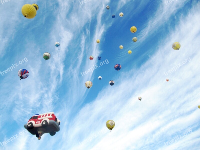 Ballons Hot Air Balloons Montgolfiade Colorful Balloons Blue Sky