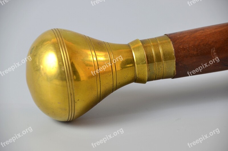 Cane Knob Brass Reflections Yellow