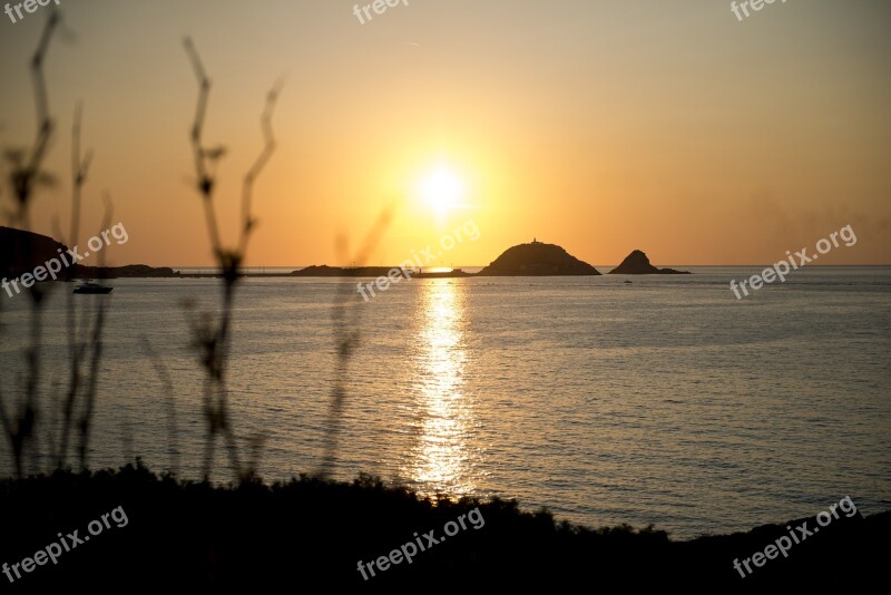 Sunset Ile Rousse Corsican Sea Free Photos