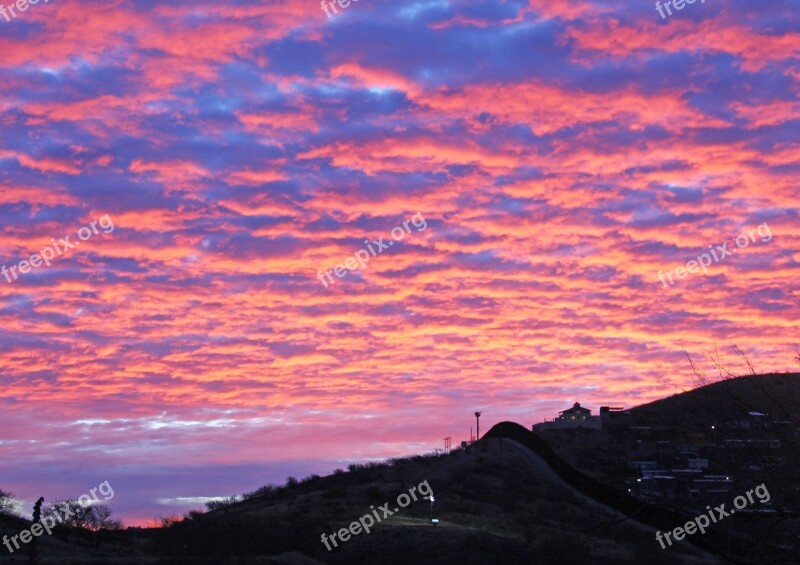 Border Mexico Arizona Sunrise Wall